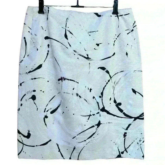 *Altered* NEIMAN MARCUS Lafayette 148 New York Cloud Straight Mini Skirt Size 12 - Picture 1 of 7